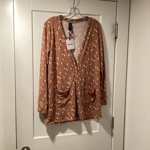 Nwt‎ Agnes & Dora Size S Essential Cardigan Mini Rust Floral